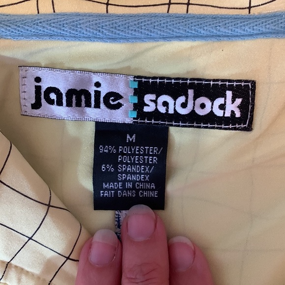 Jamie Sadock butter Yellow Blue grid pattern Sleeveless Top 1/4 zip medium - Picture 7 of 8